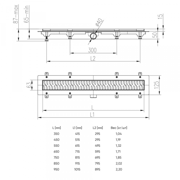 Душевой лоток Veconi Medium N 450