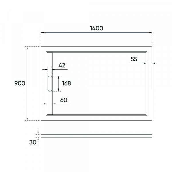 Душевой поддон Veconi Tezeo stone TZ-07, 1400x900x30, искусственный камень, белый