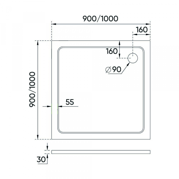 Душевой поддон Veconi Tezeo stone TZ-08, 1000x1000x30, искусственный камень, белый