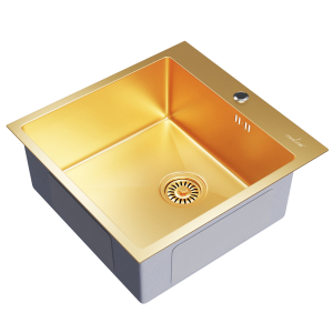Мойка настол.монтаж 50х50 (3,0) вып 3 1/2  MIXLINE PRO 20см с сифоном (золото) Ника