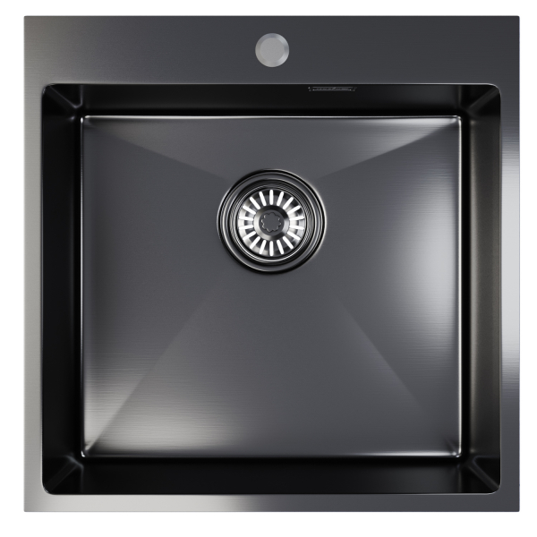 Мойка настол.монтаж 50х50 (2,0) вып 3 1/2  MIXLINE PRO 20см с сифоном (черный графит)