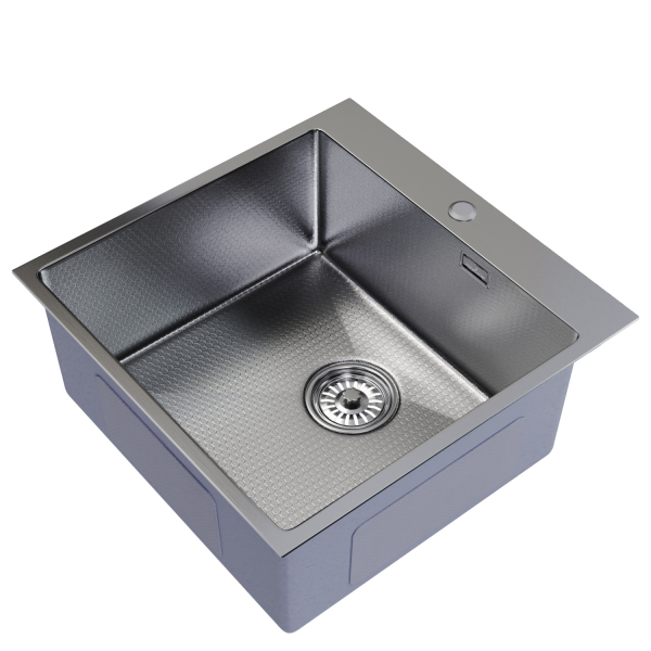 Мойка настол.монтаж 50х50 (2,0) вып 3 1/2  MIXLINE PRO 20см с сифоном (сатин НАНО декор) Ника