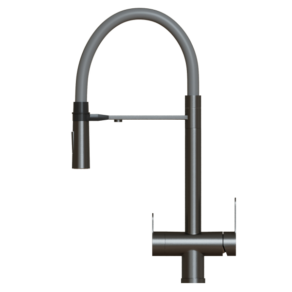 Смеситель для кухни 35k MIXLINE MLSS-0401BL серый гиб. излив магнит, подкл.к фильтру, ЧЕРНЫЙ ГРАФИТ